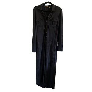 Soft Surroundings Women's Medium Knit Maxi Dress Button Front Pockets